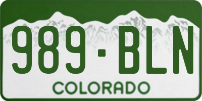 CO license plate 989BLN