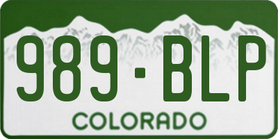 CO license plate 989BLP
