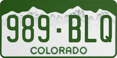 CO license plate 989BLQ