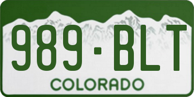 CO license plate 989BLT
