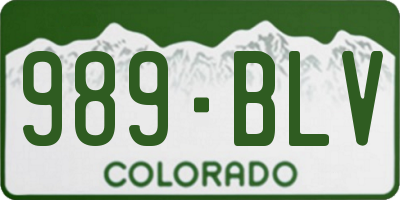 CO license plate 989BLV