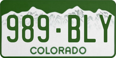 CO license plate 989BLY