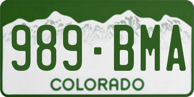 CO license plate 989BMA