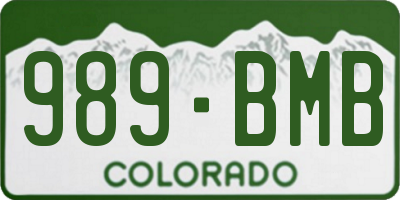 CO license plate 989BMB