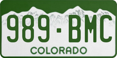 CO license plate 989BMC