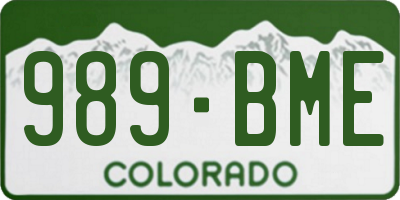 CO license plate 989BME