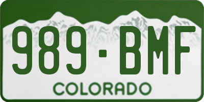 CO license plate 989BMF