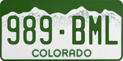 CO license plate 989BML