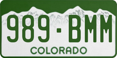 CO license plate 989BMM