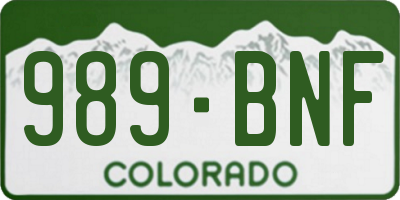 CO license plate 989BNF