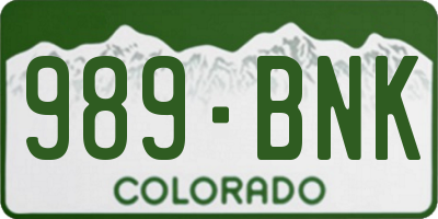 CO license plate 989BNK