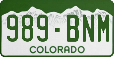 CO license plate 989BNM