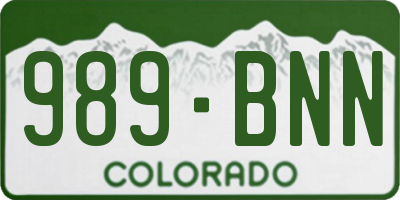 CO license plate 989BNN