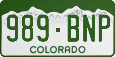 CO license plate 989BNP