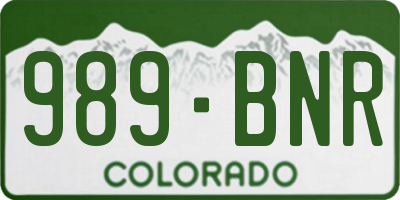 CO license plate 989BNR