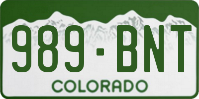 CO license plate 989BNT