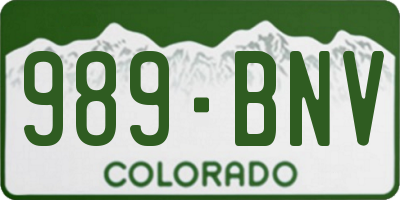 CO license plate 989BNV