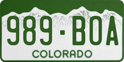 CO license plate 989BOA