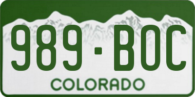 CO license plate 989BOC