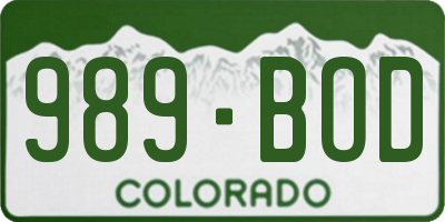 CO license plate 989BOD