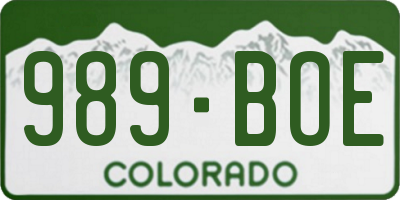 CO license plate 989BOE