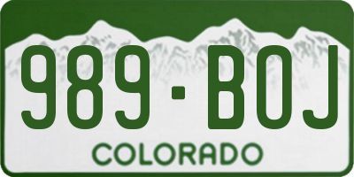 CO license plate 989BOJ