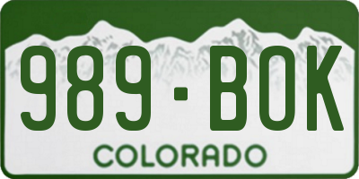 CO license plate 989BOK