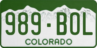 CO license plate 989BOL