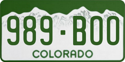 CO license plate 989BOO