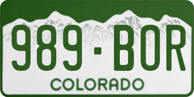 CO license plate 989BOR