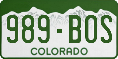 CO license plate 989BOS