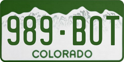 CO license plate 989BOT