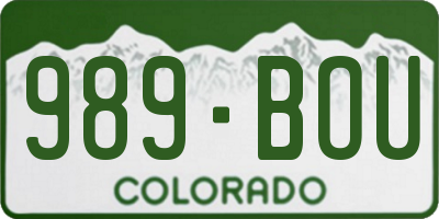 CO license plate 989BOU