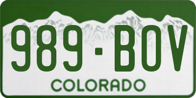 CO license plate 989BOV