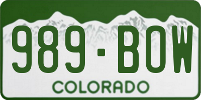 CO license plate 989BOW