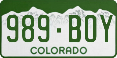 CO license plate 989BOY