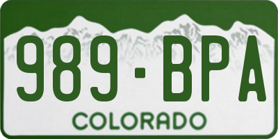 CO license plate 989BPA
