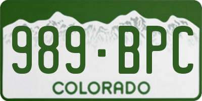 CO license plate 989BPC