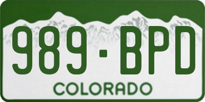 CO license plate 989BPD