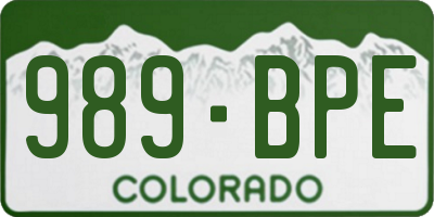 CO license plate 989BPE