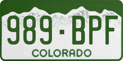 CO license plate 989BPF