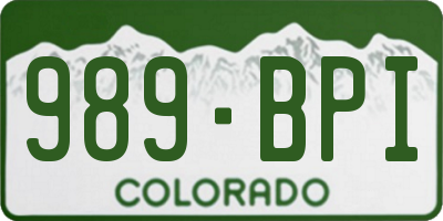 CO license plate 989BPI
