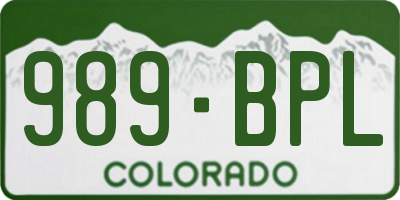 CO license plate 989BPL