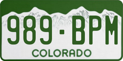 CO license plate 989BPM
