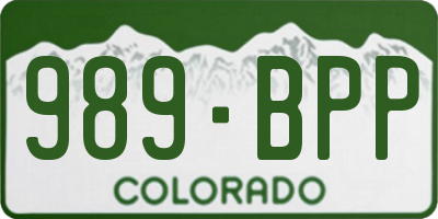 CO license plate 989BPP