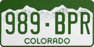 CO license plate 989BPR