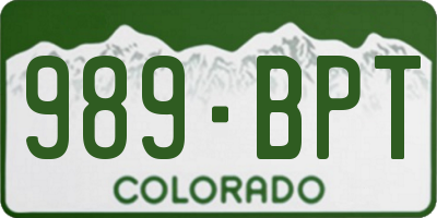 CO license plate 989BPT