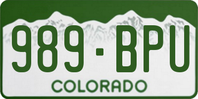 CO license plate 989BPU