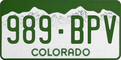 CO license plate 989BPV