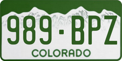 CO license plate 989BPZ
